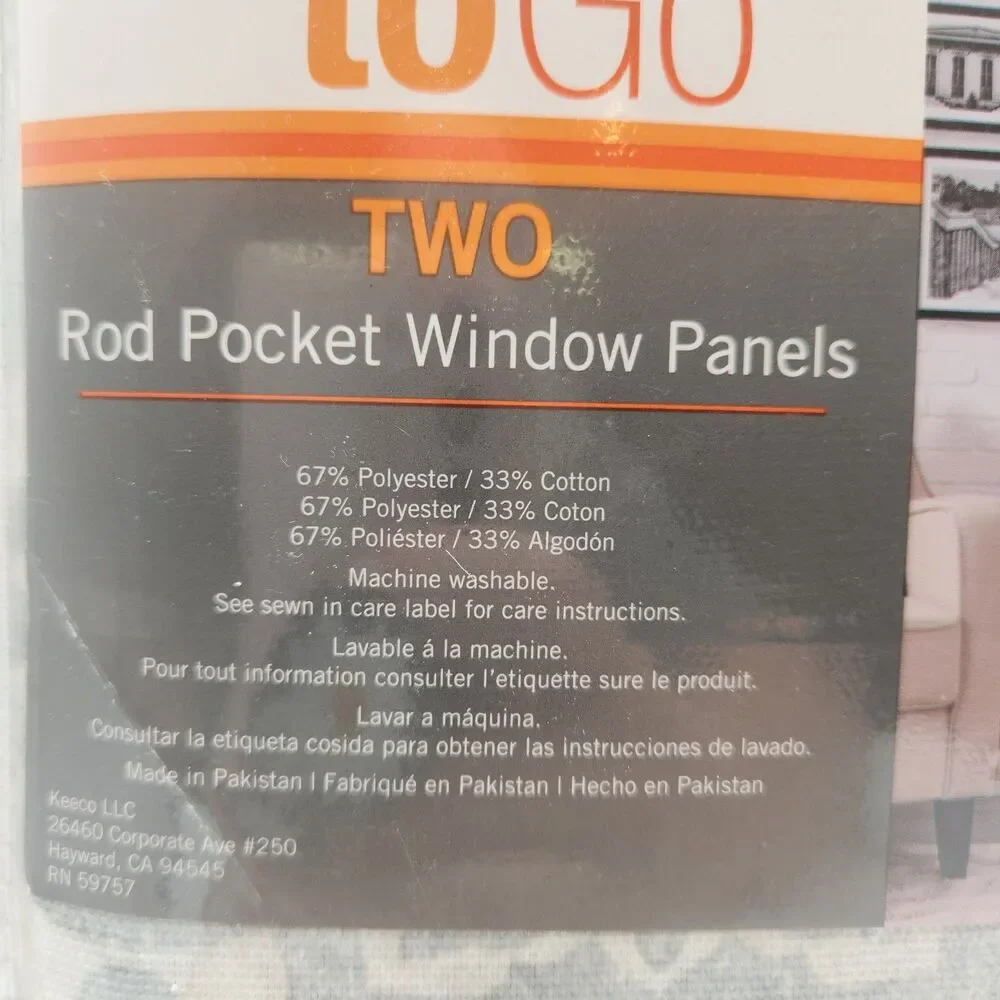 Pairs to Go Brockwell Spa Rod Pocket Curtain Two Panels Ivory Gray 56x95 New
